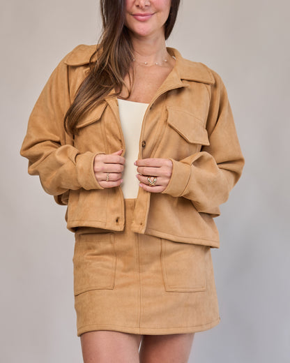 Jaqueta Over Suede Capuccino