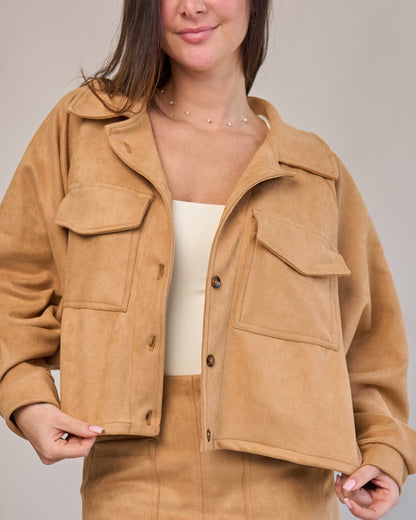 Jaqueta Over Suede Capuccino