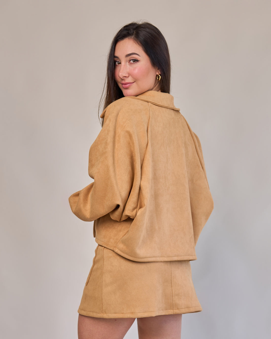 Jaqueta Over Suede Capuccino
