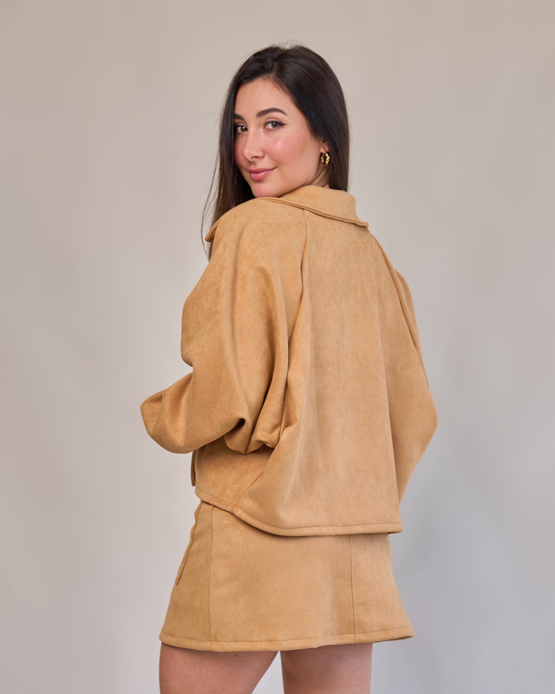 Jaqueta Over Suede Capuccino
