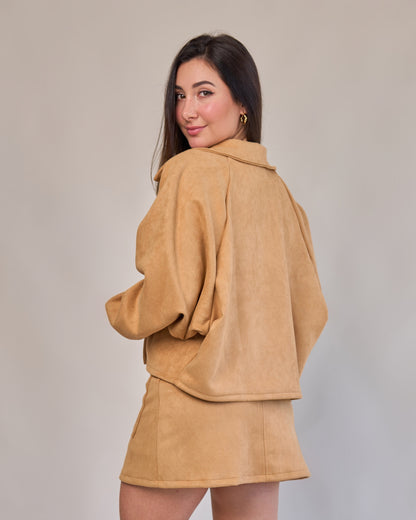 Jaqueta Over Suede Capuccino