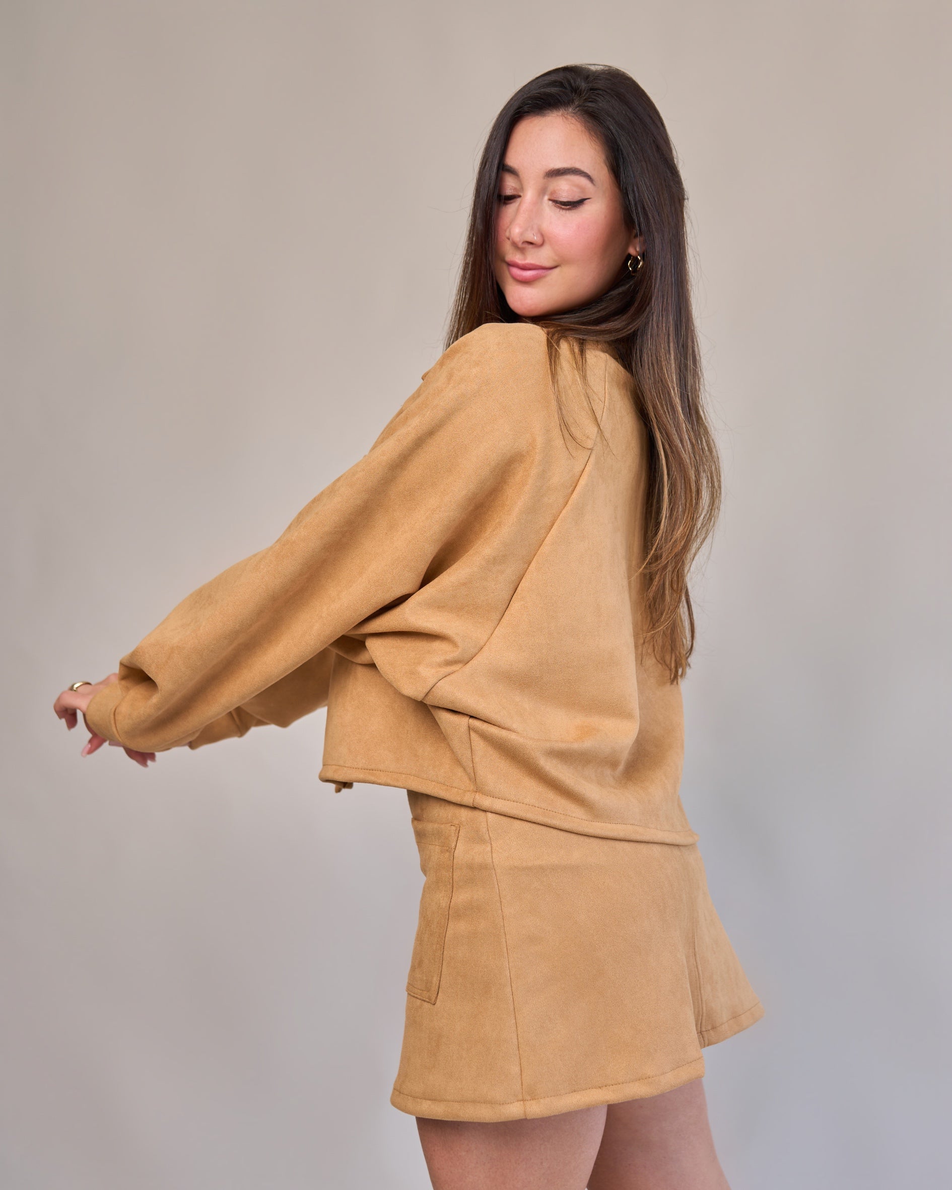 Jaqueta Over Suede Capuccino
