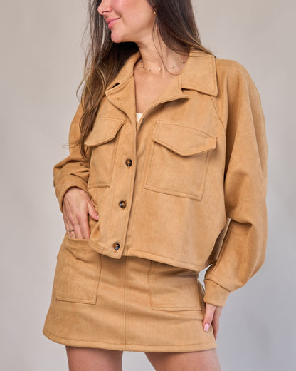Jaqueta Over Suede Capuccino