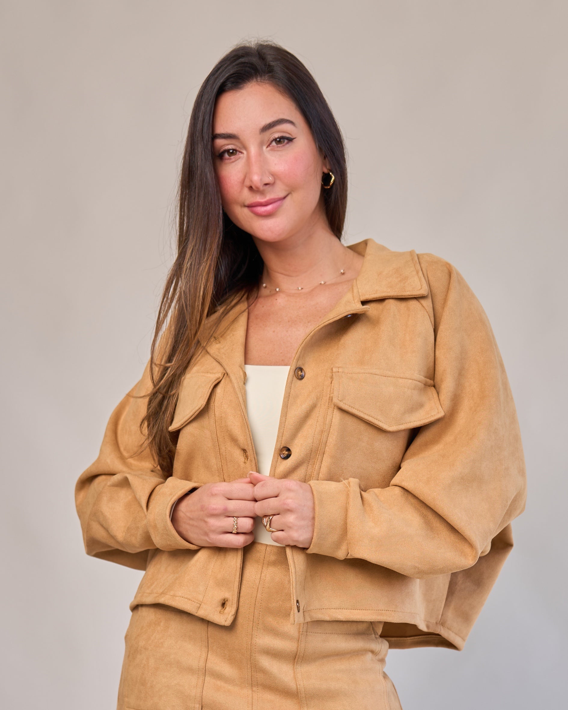 Jaqueta Over Suede Capuccino