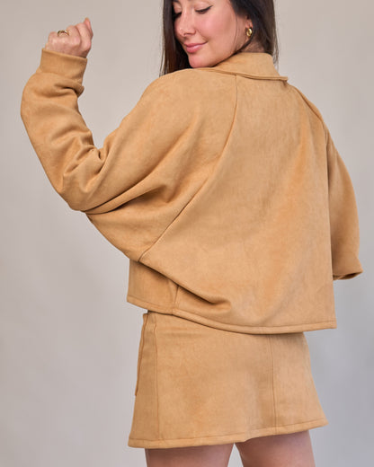 Jaqueta Over Suede Capuccino