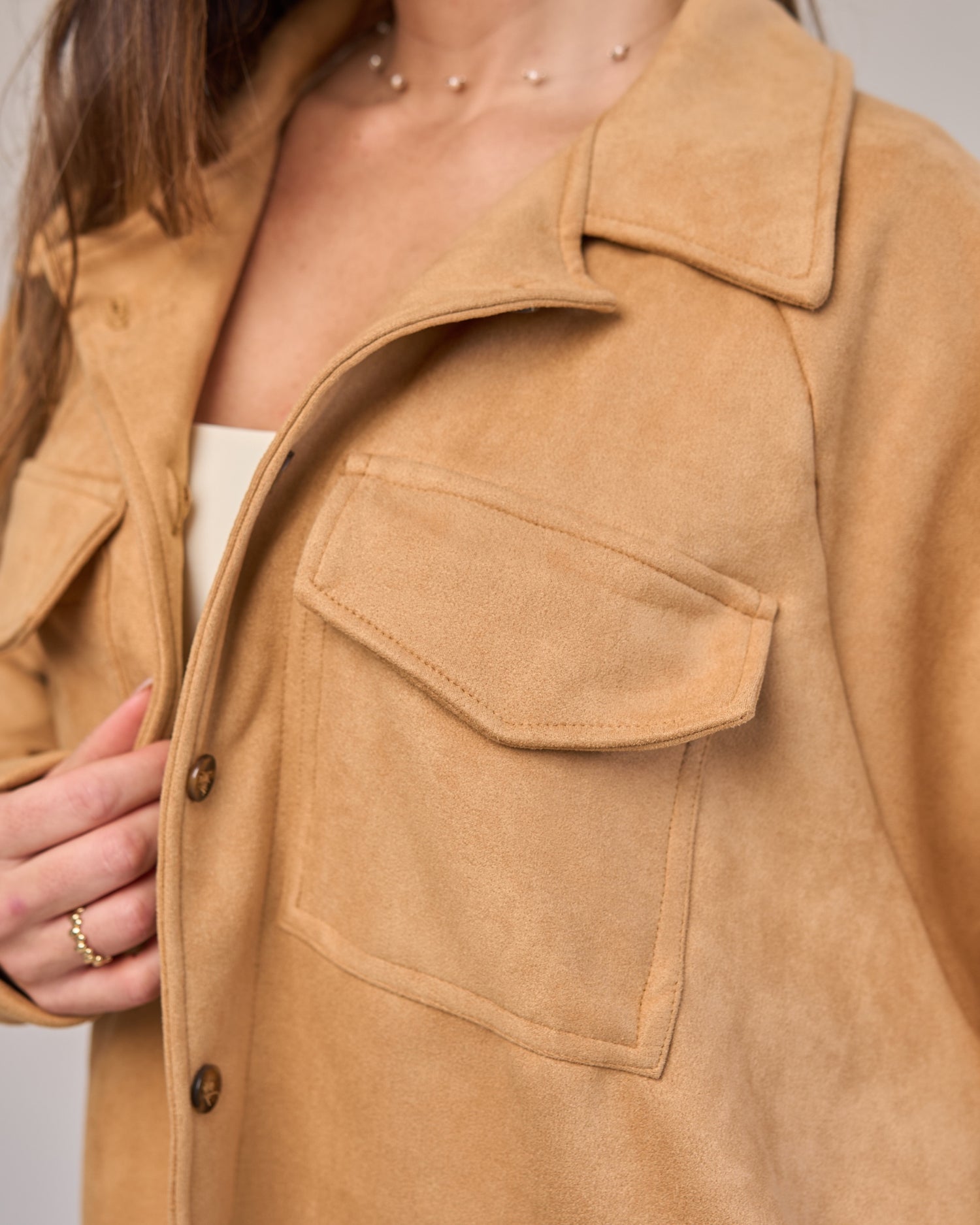 Jaqueta Over Suede Capuccino