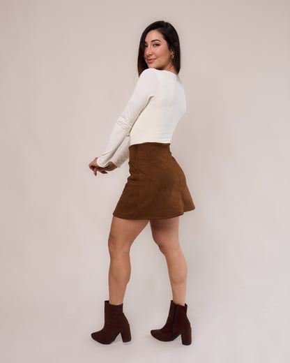 Short Saia Suede Caramelo