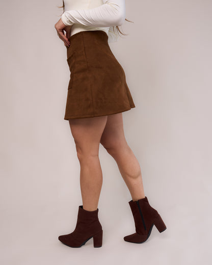 Short Saia Suede Caramelo