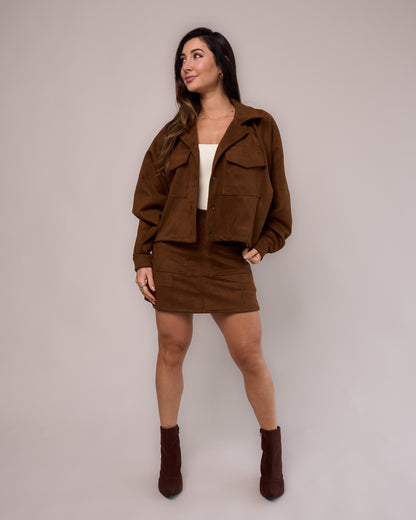 Jaqueta Over Suede Caramelo