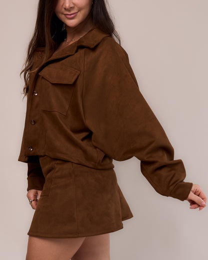 Jaqueta Over Suede Caramelo
