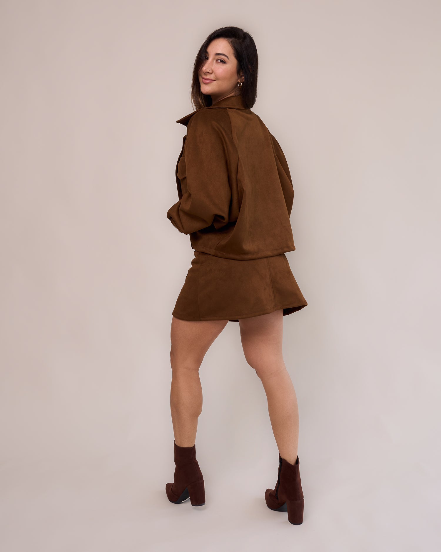 Jaqueta Over Suede Caramelo