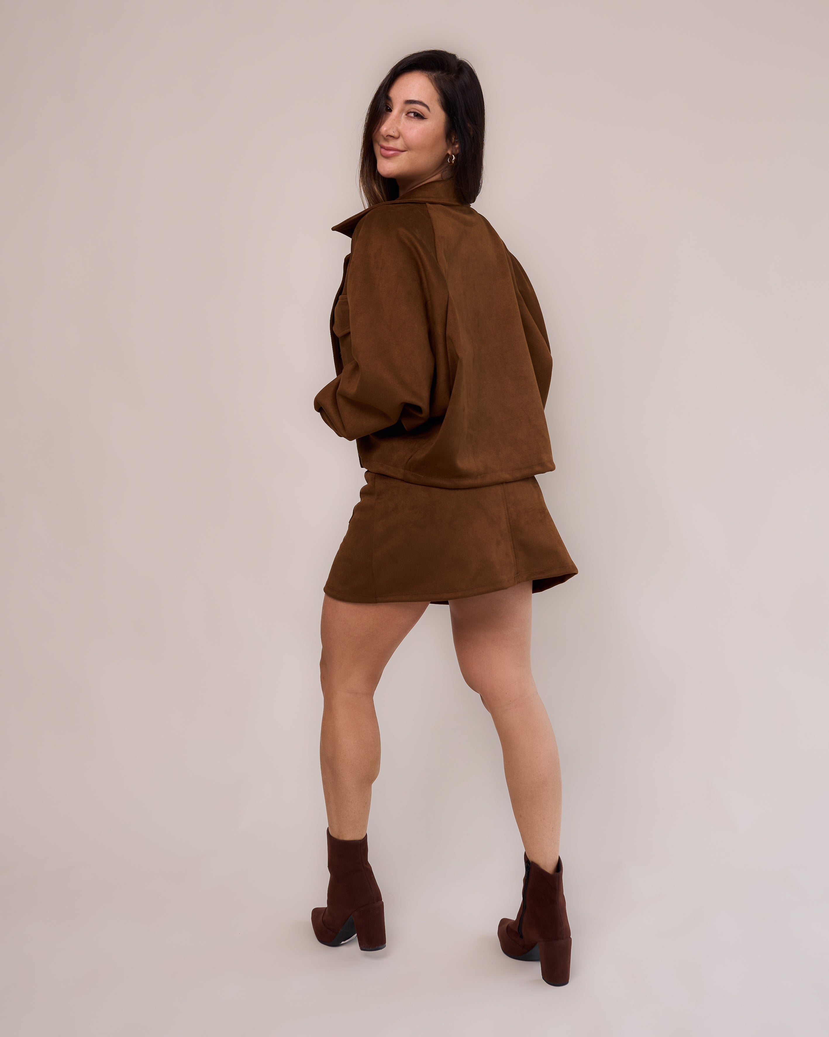 Jaqueta Over Suede Caramelo