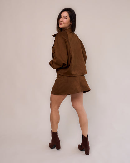 Jaqueta Over Suede Caramelo