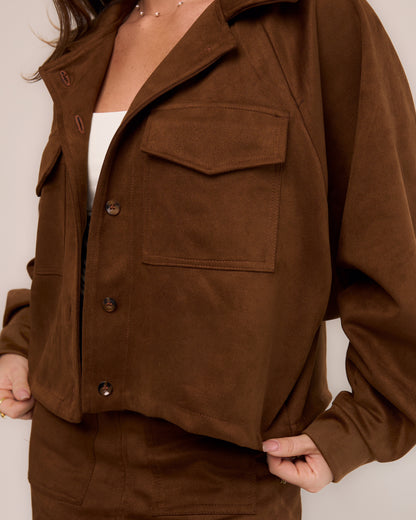 Jaqueta Over Suede Caramelo