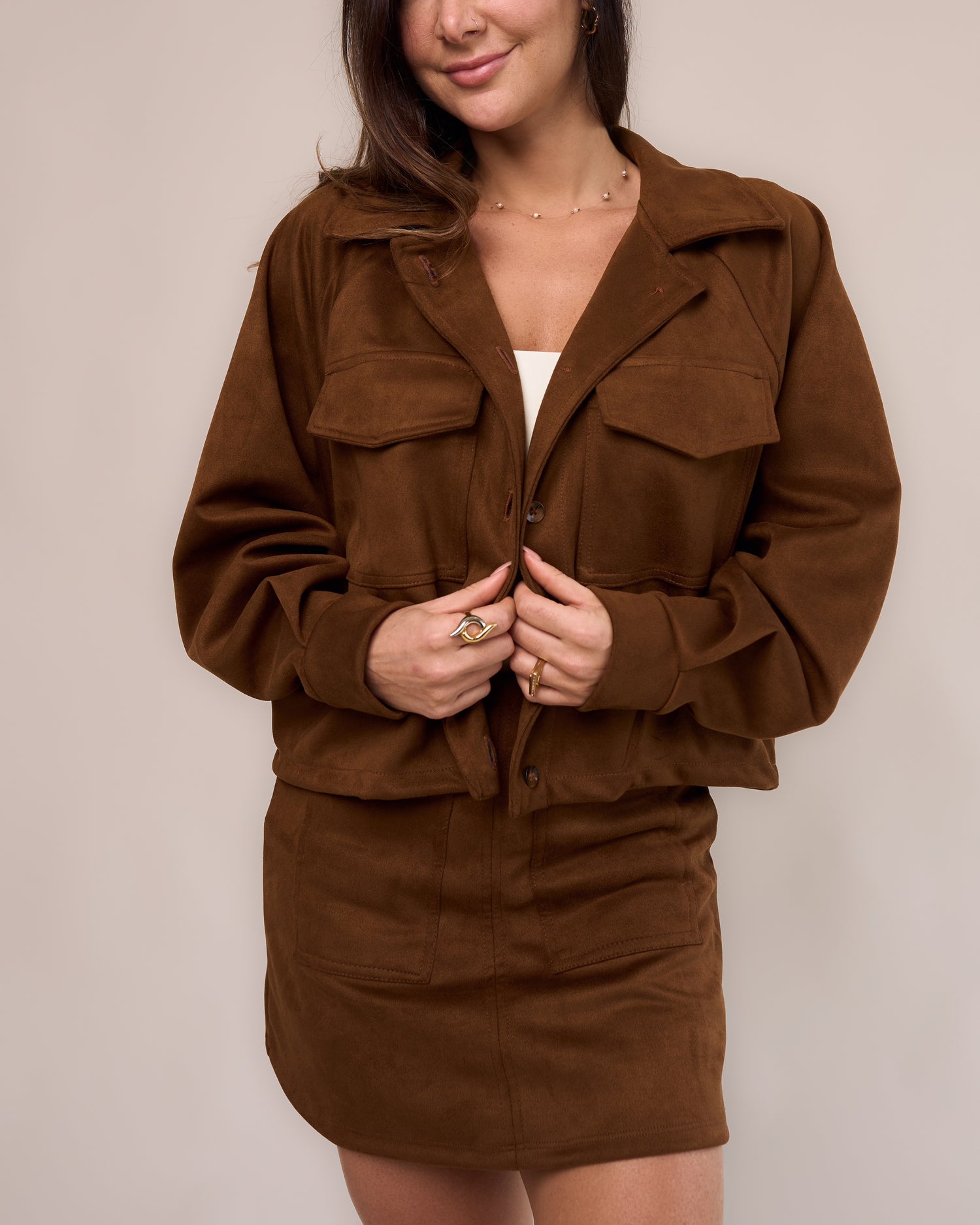 Short Saia Suede Caramelo