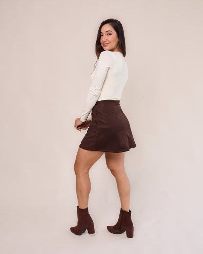 Short Saia Suede Marrom