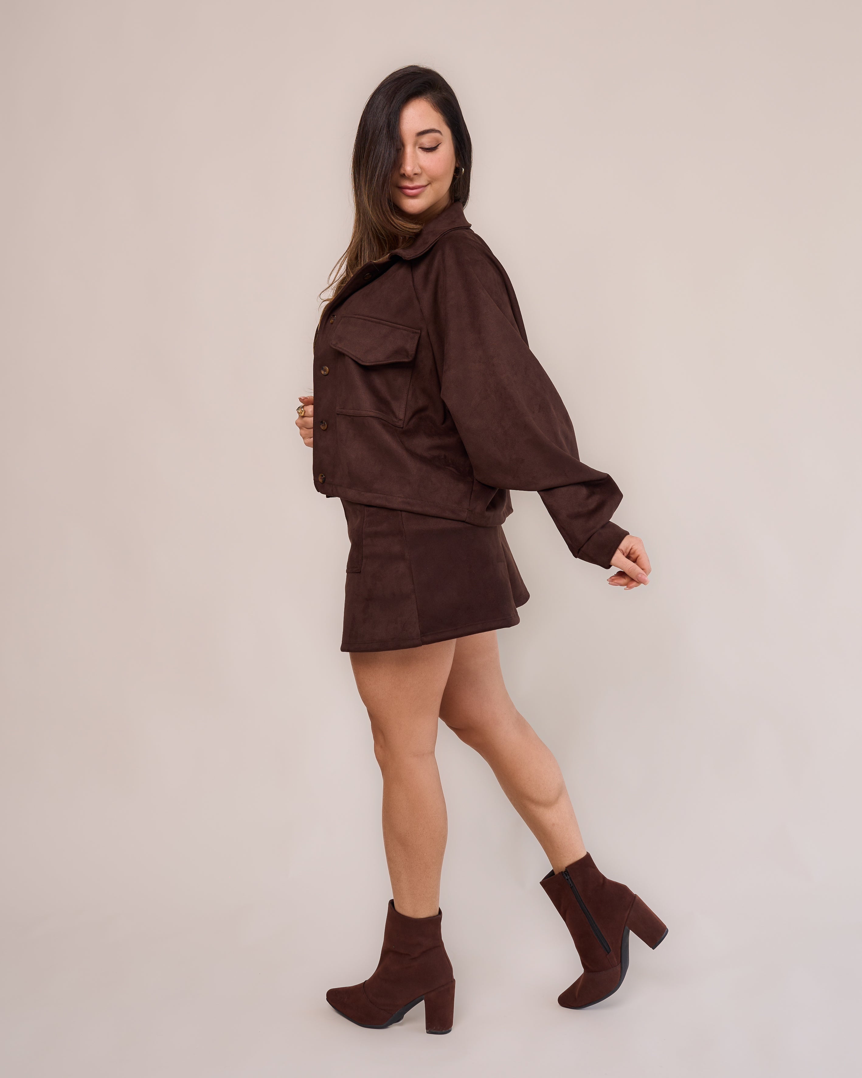 Short Saia Suede Marrom