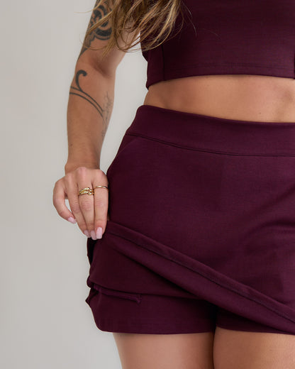 Short Saia Bliss Vinho (saia atrás)