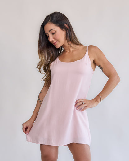 Macaquinho Vestido Rosa Blush