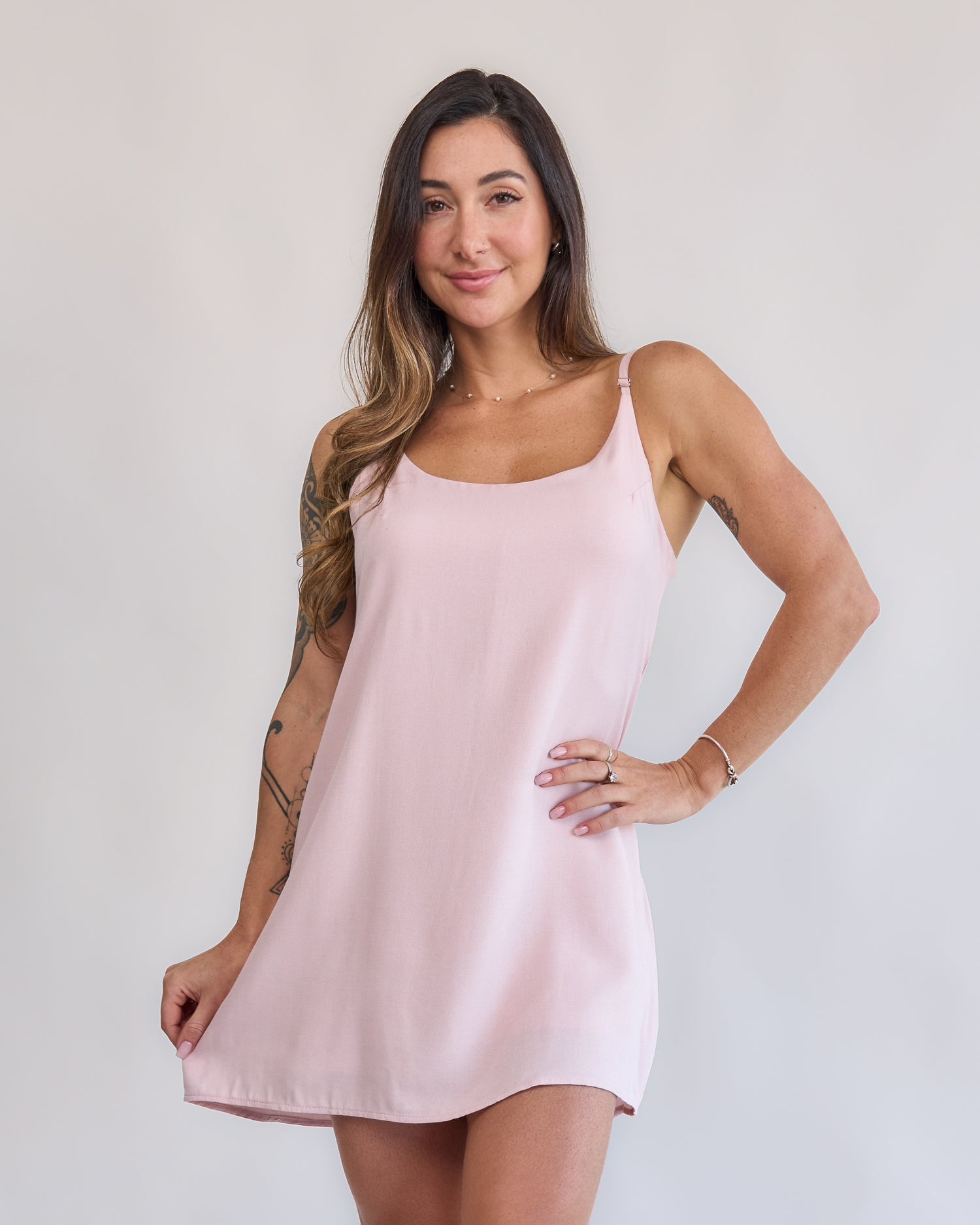 Macaquinho Vestido Rosa Blush