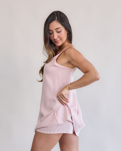 Macaquinho Vestido Rosa Blush