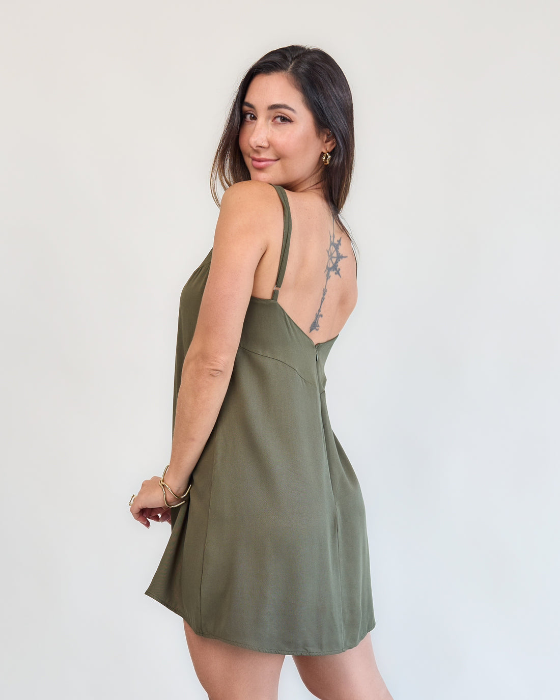 Macaquinho Vestido Verde Militar