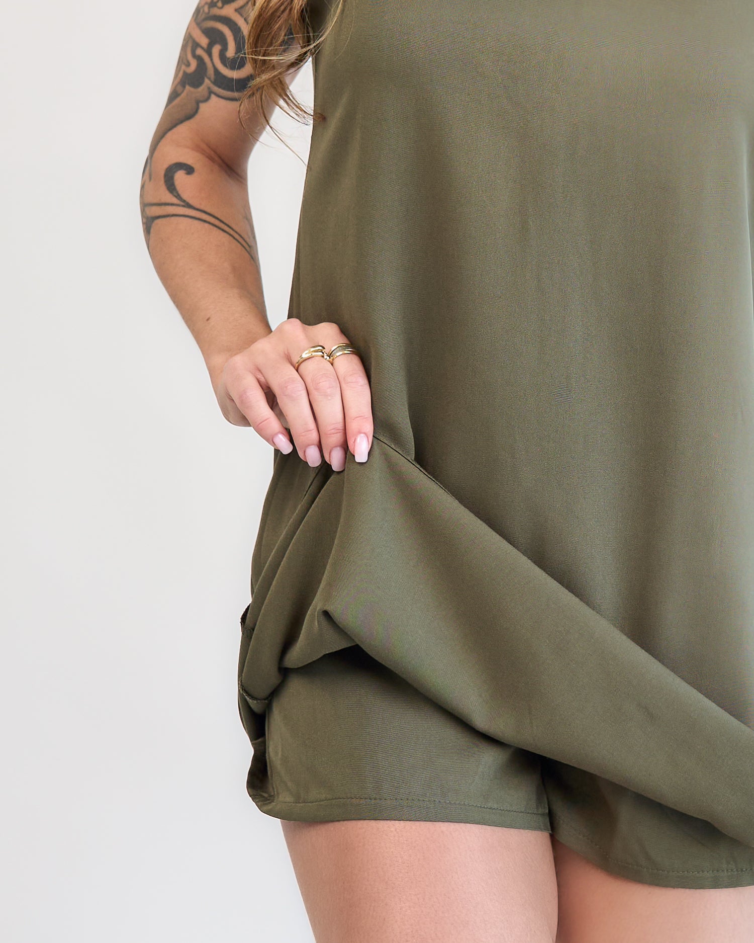 Macaquinho Vestido Verde Militar