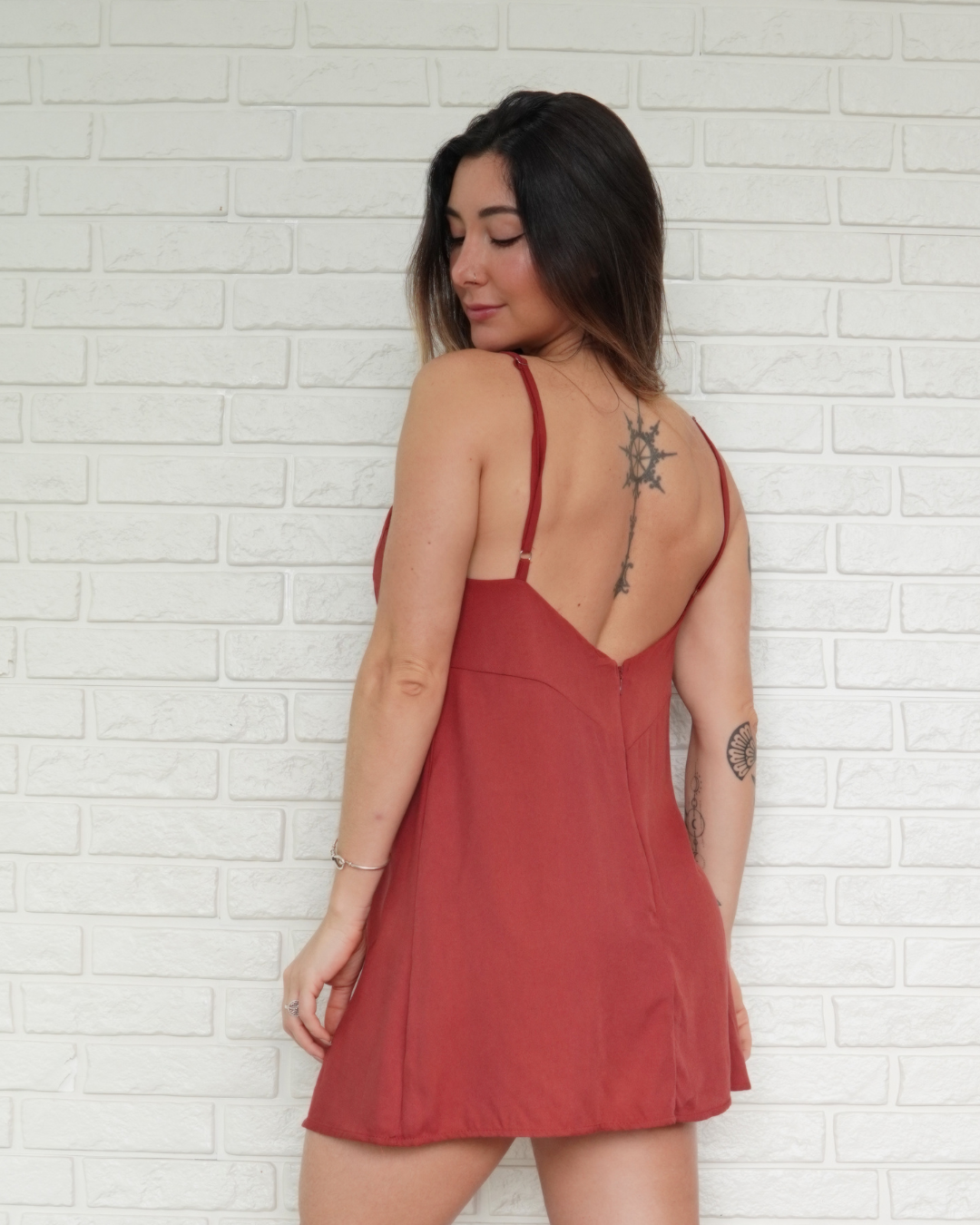 Macaquinho Vestido Terra Cota