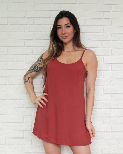 Macaquinho Vestido Terra Cota