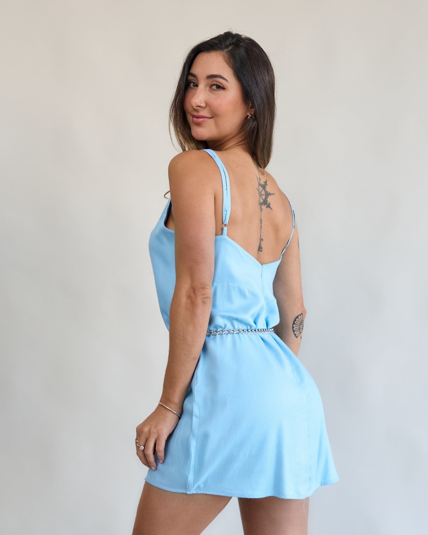 Macaquinho Vestido Baby Blue