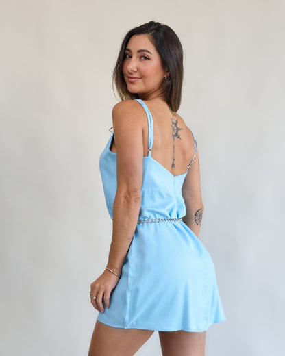 Macaquinho Vestido Baby Blue