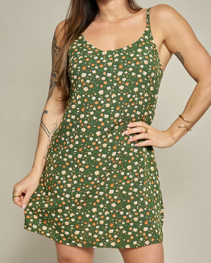Macaquinho Vestido Floral Verde