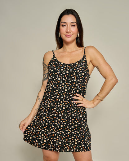 Macaquinho Vestido Floral Preto