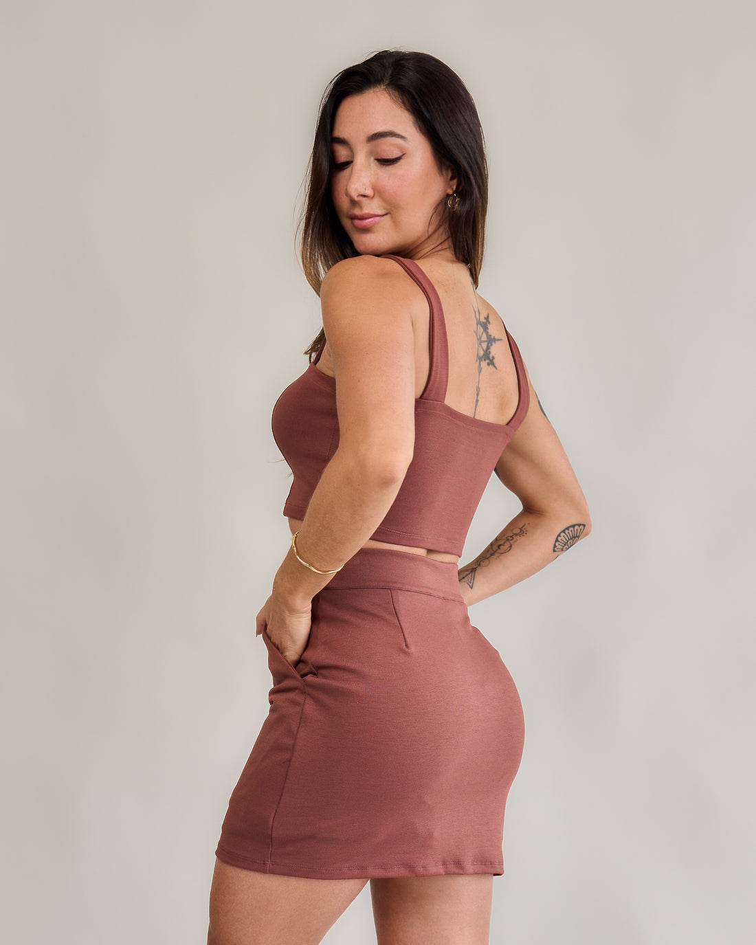 Short Saia Bliss Médio Marrom
