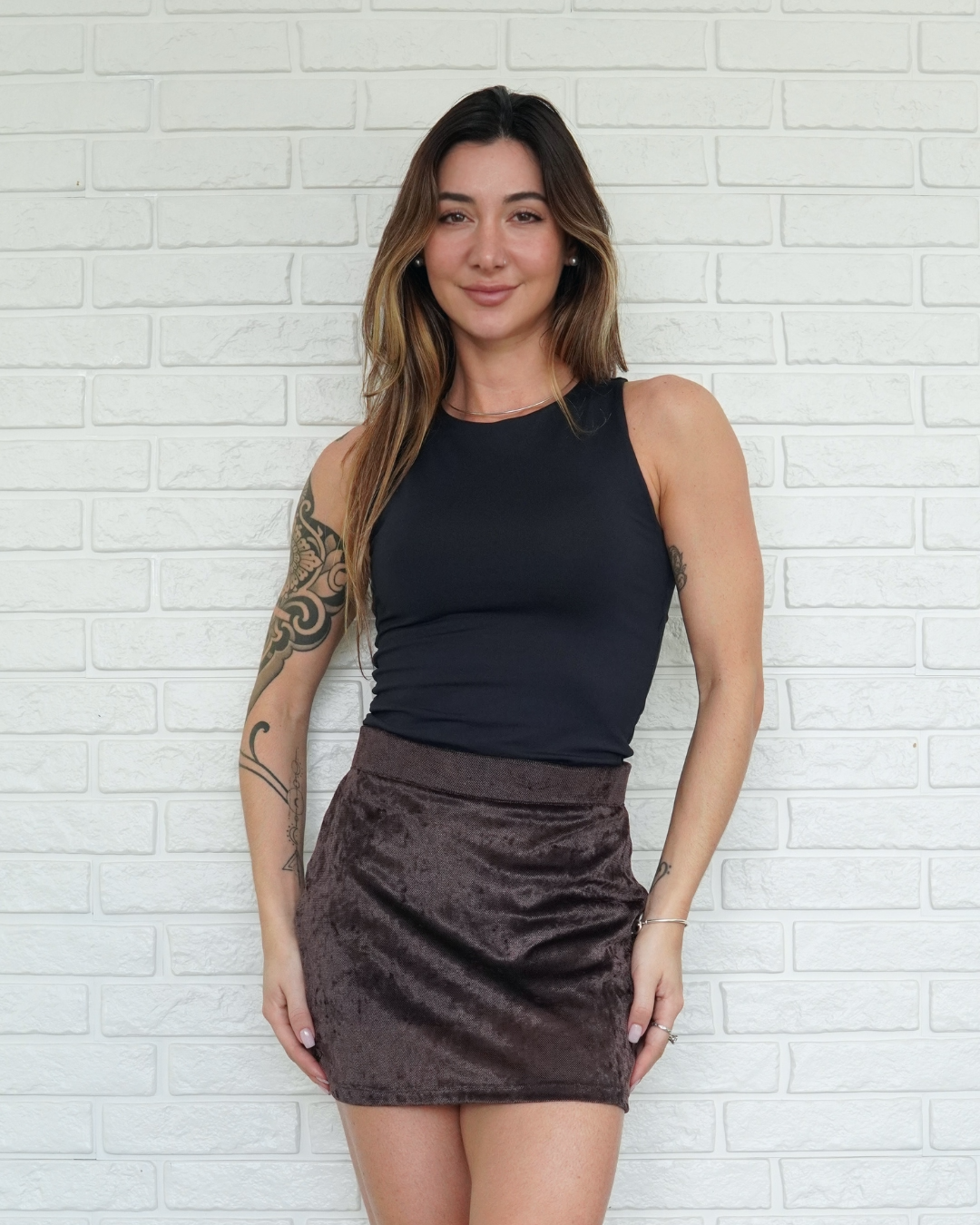 Short Saia Tule Marrom