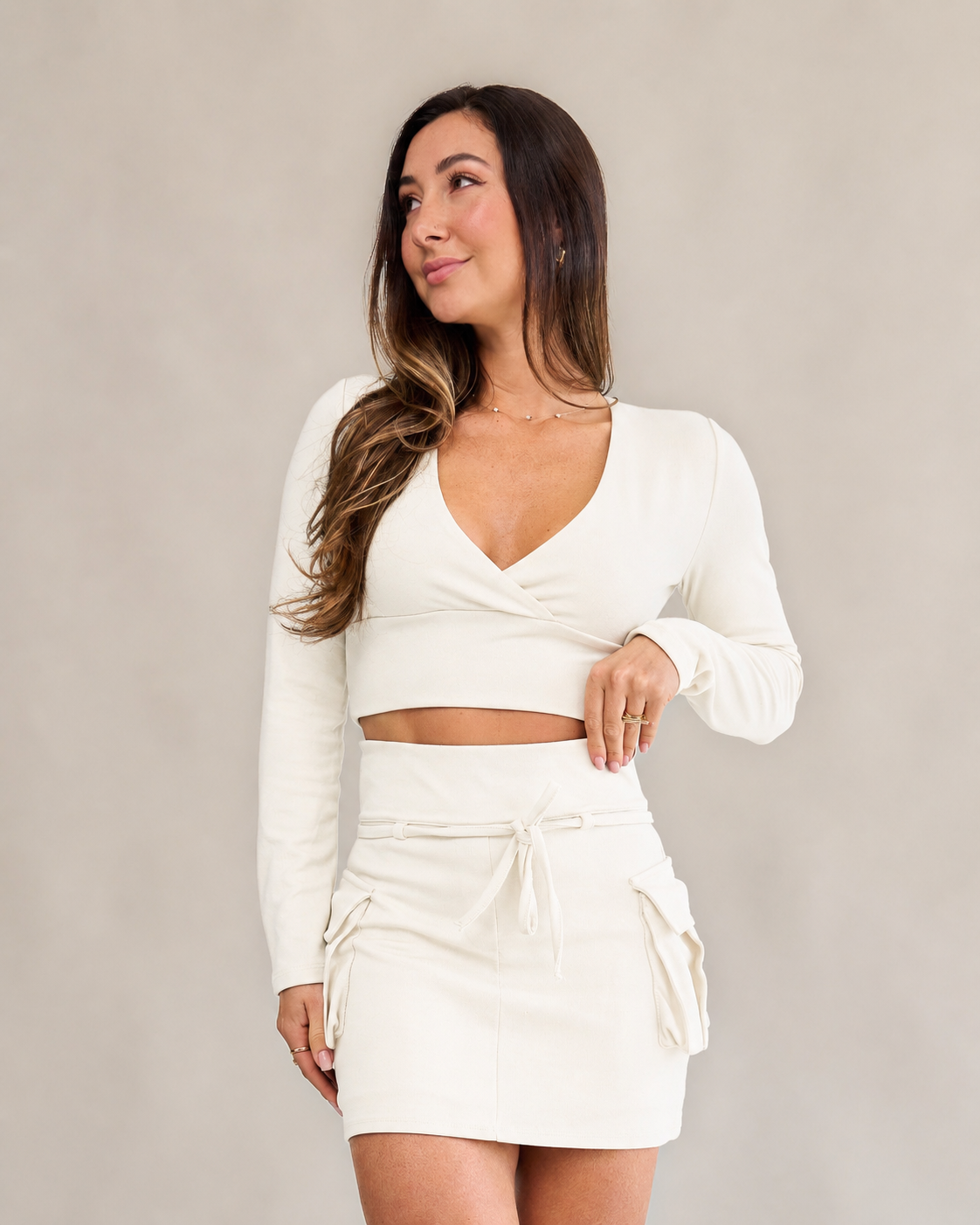 Blusa Transpassada Manga Longa Bliss Off-White