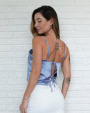 Top Acetinado Azul