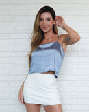 Top Acetinado Azul