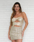 Body Recortes Brilho Dourado