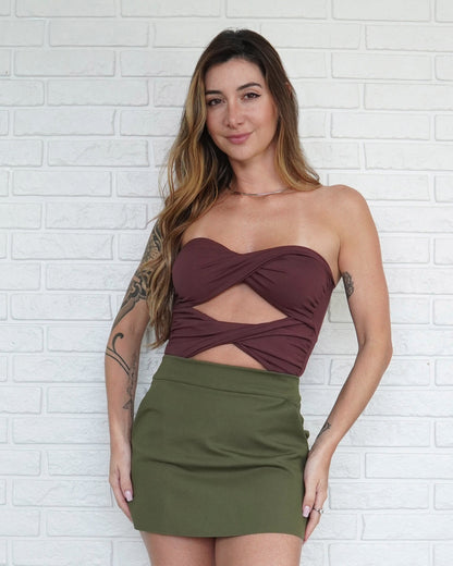 Body Recortes Marrom