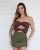 Body Recortes Marrom