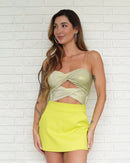 Body Recortes Brilho Verde