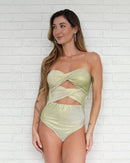 Body Recortes Brilho Verde