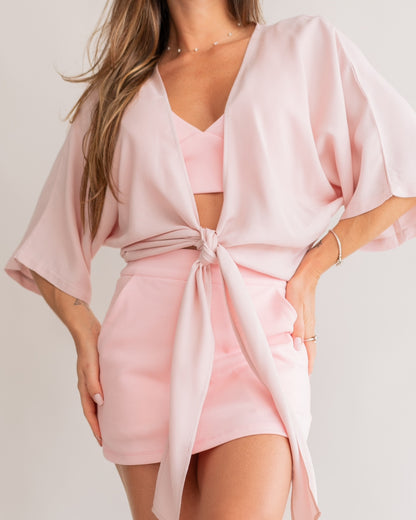 Camisa Amarração Rosa Blush