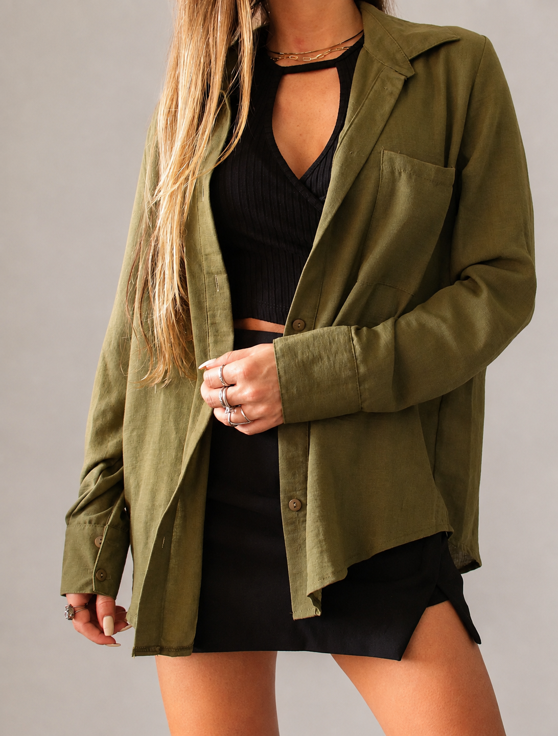 Camisa Oversized Verde Militar