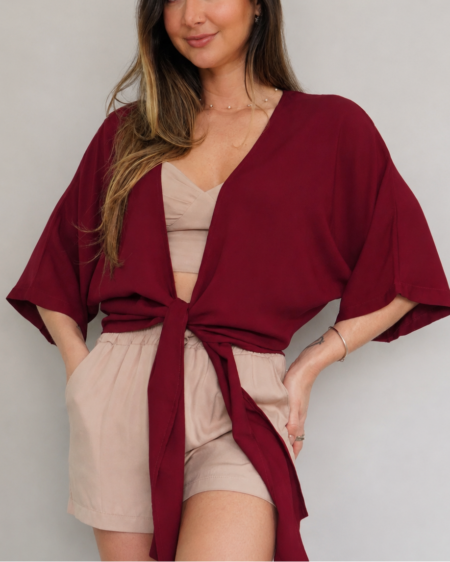 Camisa Amarração Cereja