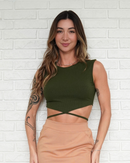 Cropped Celeste Verde Militar
