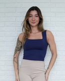 Regata Decote Quadrado Poliamida Azul Marinho