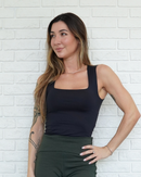 Regata Decote Quadrado Poliamida Preta