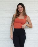 Regata Decote Quadrado Poliamida Terra Cota